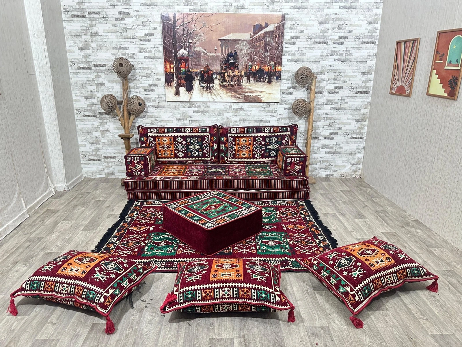 Oriental Sofa, Patio Pallet Sofa, Seat Cushion, Arabic Seating Area
Opens in a new window or tab