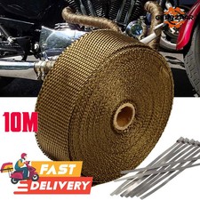 10M Titanium Exhaust Heat Wrap Manifold Downpipe High Temp Bandage Tape Kit UK