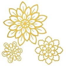 3 Pieces Metal Flowers Wall Decoration, Metal Rustic Wall Art Farmhouse Gold