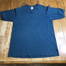 Vintage 80's Jerzees Teal Sweatshirt Short Sleeve Size M Fit Knit Cotton Blend