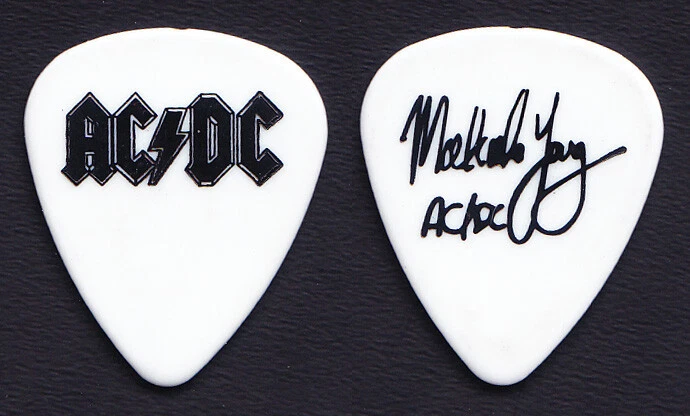 AC DC Malcolm Young Signature White Black Guitar Pick 1990