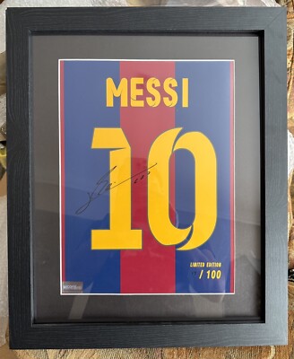 Lionel Messi Signed Jersey Photo 23x19 ICONS COA Autograph