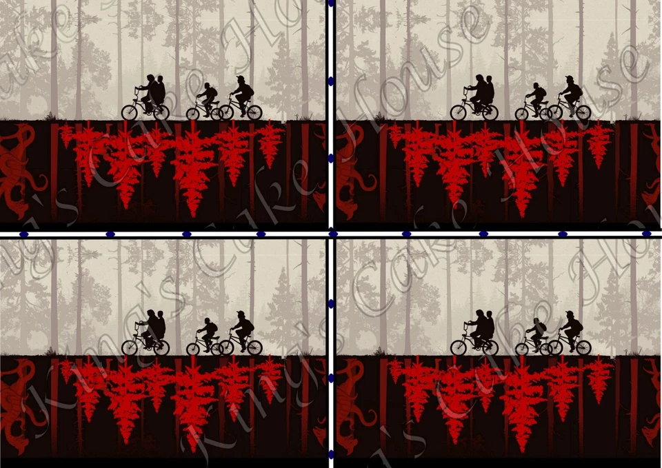 HANDMADE Stranger Things inspired edible cake wrap, edible icing sheets SET OF 2 STRIPS