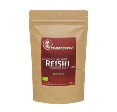 TAUSENDKRAUT FÜR MEHR LEBENSQUALITÄT! Reishi Pulver aus Slowenien BIO (500g) Superfood Vitalpilz Ganoderma lucidum