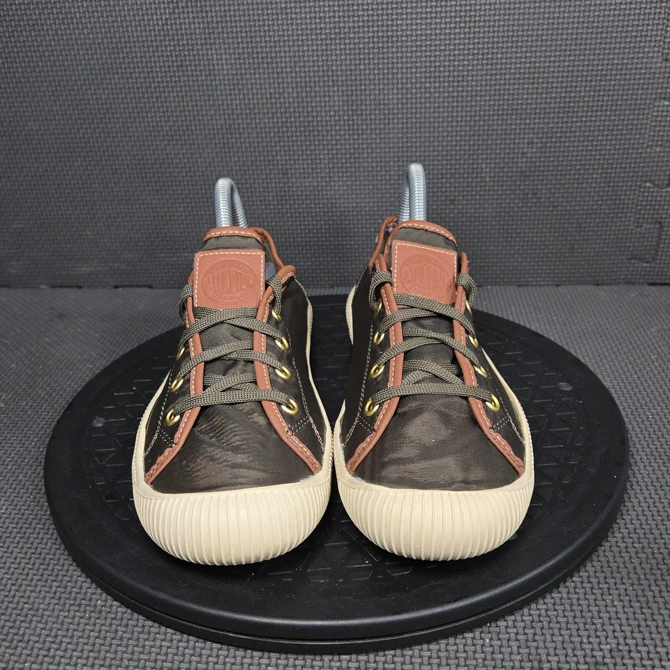 Zapatos deportivos Palladium Flex de encaje para mujer talla 7,5 marrón oliva blanco lona de caña baja Foto 2 de 4