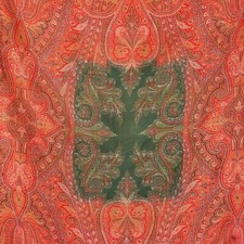 Antique GREEN center Paisley shawl wool 19th century RARE