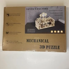 3D Wooden Mechanical Puzzle Santa's Factory Clock Model Kit LG824 New & Sealed