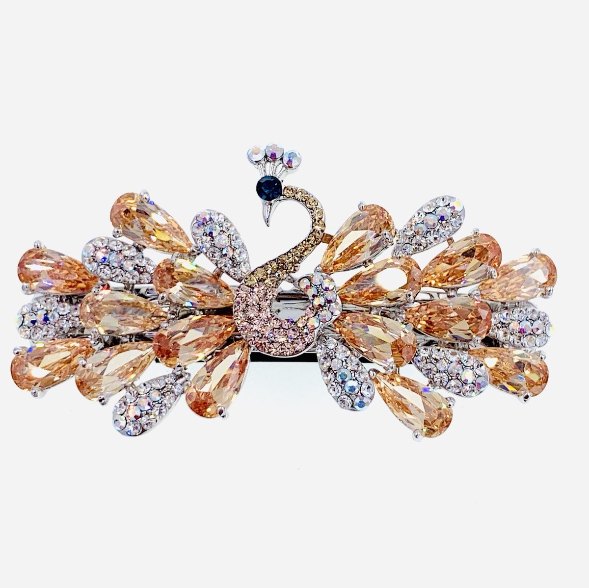 Gold Crystal Peacock Hair Clop Amazon.com : Beautiful Jewelry Peacock Design Crystal Women  main image 4