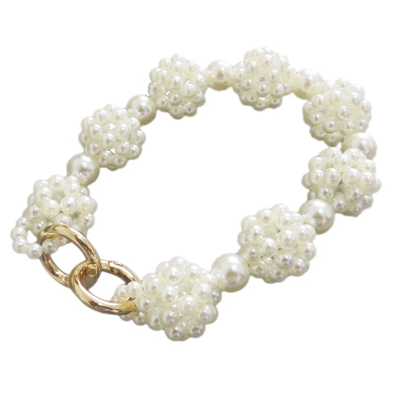 Bolso de mano con correa de perlas sintéticas Bolso de hombro Cartera Mango Repuesto con cuentas Regalos Foto 2 de 4