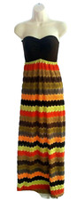 VaVa By Joy Han Maxi Dress Size Small Strapless Stripes Crochet Look