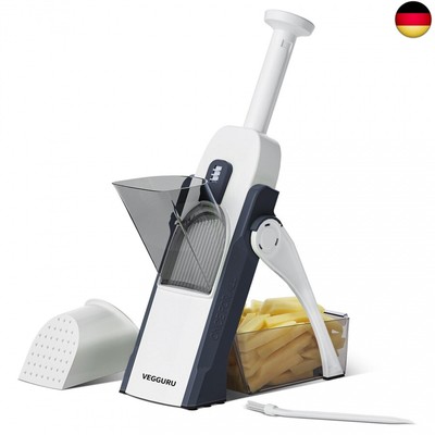VEGGURU Safer Mandoline Food Slicer, Thick Adjustable Vegetable Chopper, Onion