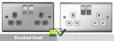 BG Nexus Switches & Sockets - Complete Range -  Brushed Steel / Polished Chrome