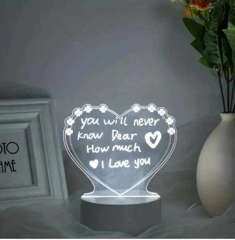Creative Heart Shape Computer Night light Message Board Decoration USB.  - Image 4 of 4