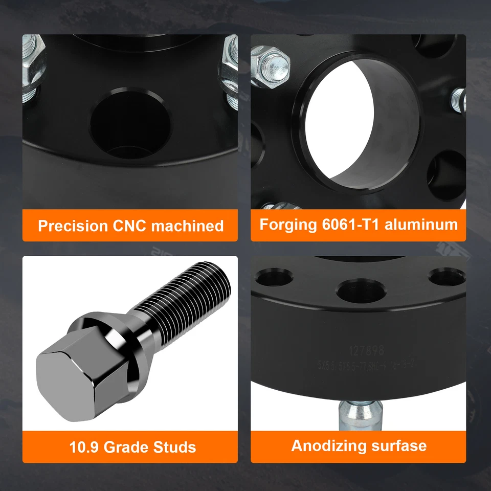 4 piezas espaciadores de rueda centrados en el buje de 2" 5x5,5 para Dodge Ram 1500 2002-2013 tacos de 9/16" Foto 3 de 4