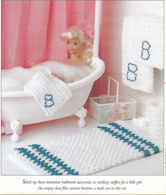 Fashion Doll Bath Set - Bath & Hand Towel & Washcloth - Crochet Pattern ONLY
