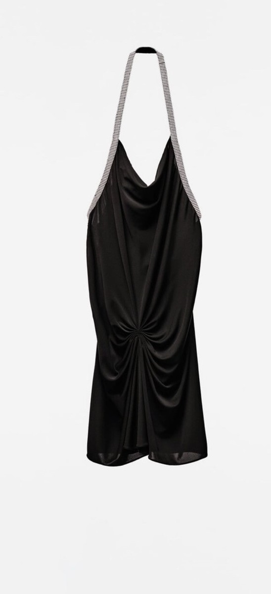 Zara rhinestone halter draped dress LIMITED EDITION Nwt | eBay