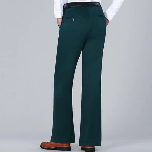 Hombres Pantalones Acampanados Ajustados Parte Inferior Campana Retro Años 70 Vestido Elástico Largo Formal Pantalones - Imagen 7 de 20