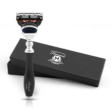 Ergonomic 5 Edge Razor for Men, Metallic Women's Razor, Body Face Razor, Black