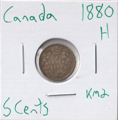 Coin Canada 5 Cents 1880 H KM2, silver