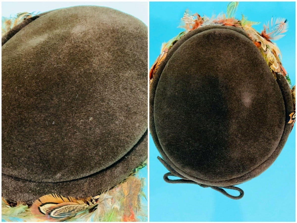 Vintage 1950s Feather Hat Pinehurst Brown Round Cap | eBay display picture 1
