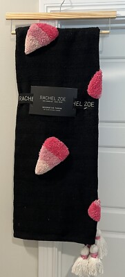 Rachel Zoe Halloween Black with Pink Candy Corn Throw Blanket 50  x 60  - NEW  