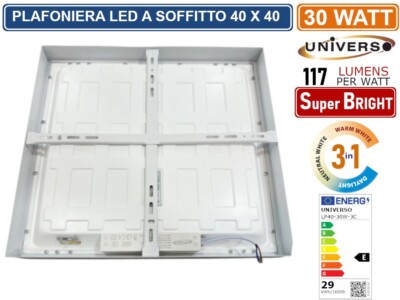 PANNELLO SMD LED SLIM RETTANGOLARE 120x30 40W 4880 LUMEN CCT 3000K-4000K- 6500K - Foto 9