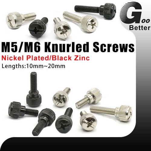 M5/6 Knurled Thumb Screws With Step Round Hand Grip Knob Bolt Nickel/Black Zinc