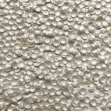 5mm Cup Sequins Cream Vanilla Opaque Satin Pearl Medium Hole Made in USA