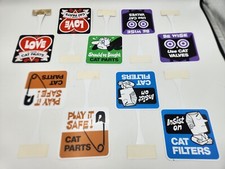 9 Vintage CAT Caterpillar Tractor Parts Dealer Shelf Hanger Advertising Displays