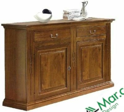 Geschirrschrank Madia Mobil 2 Türer 2 Schubladen Walnuss Dark Kunst Armen Fertig - Bild 1 von 4