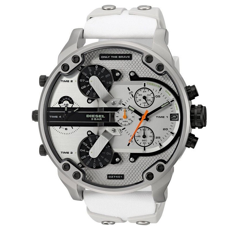 DIESEL MR DADDY DZ7401 WHITE/GREY/SILVER MENS CHRONOGRAPH