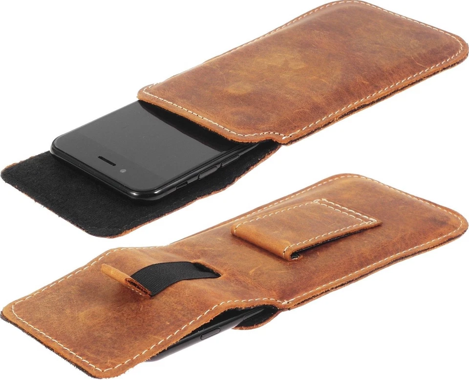 FLAP RIC HANDMADE OF GENUINE LEATHER POUCH CASE COVER WITH BELT LOOP FOR PHONES - Image 4 of 4