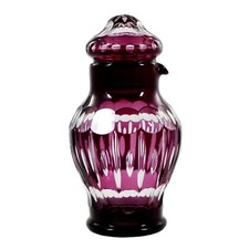 Hochwertige Karaffe mit St&ouml;psel / Shaker mit violettem &Uuml;berfang um 1925-35.