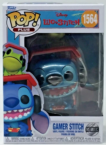 Funko Pop! PLUS Disney Lilo & Stitch Gamer Stitch #1564 Metallic With Protector