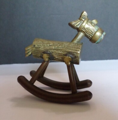 Vintage Brass Log Rocking Horse Figurine Home Decor, Metalware | eBay