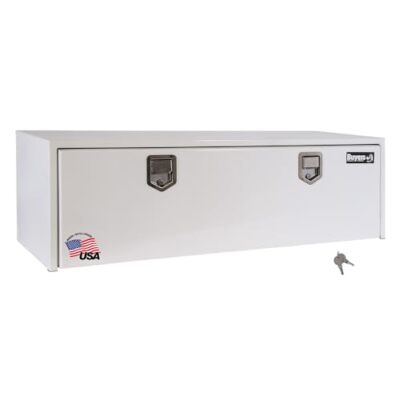 Buyers Product 18x18x48'' White Steel Underbody Truck Box w/ 2 Paddle Latches