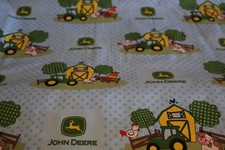 John Deere baby toddler sheets set tractors farm polka dots blue