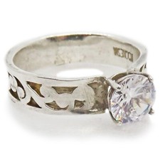 Reclaimed Treasures--Size 8 Sterling Silver and Cubic Zirconia Ring By SoniaMcD