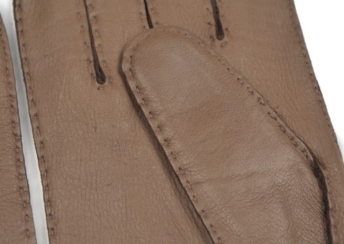 ECHT HIRSCHLEDER Handschuhe Gr 8 Deerskin Gloves Gefüttert Lined Graubraun Taupe - Bild 6 von 10