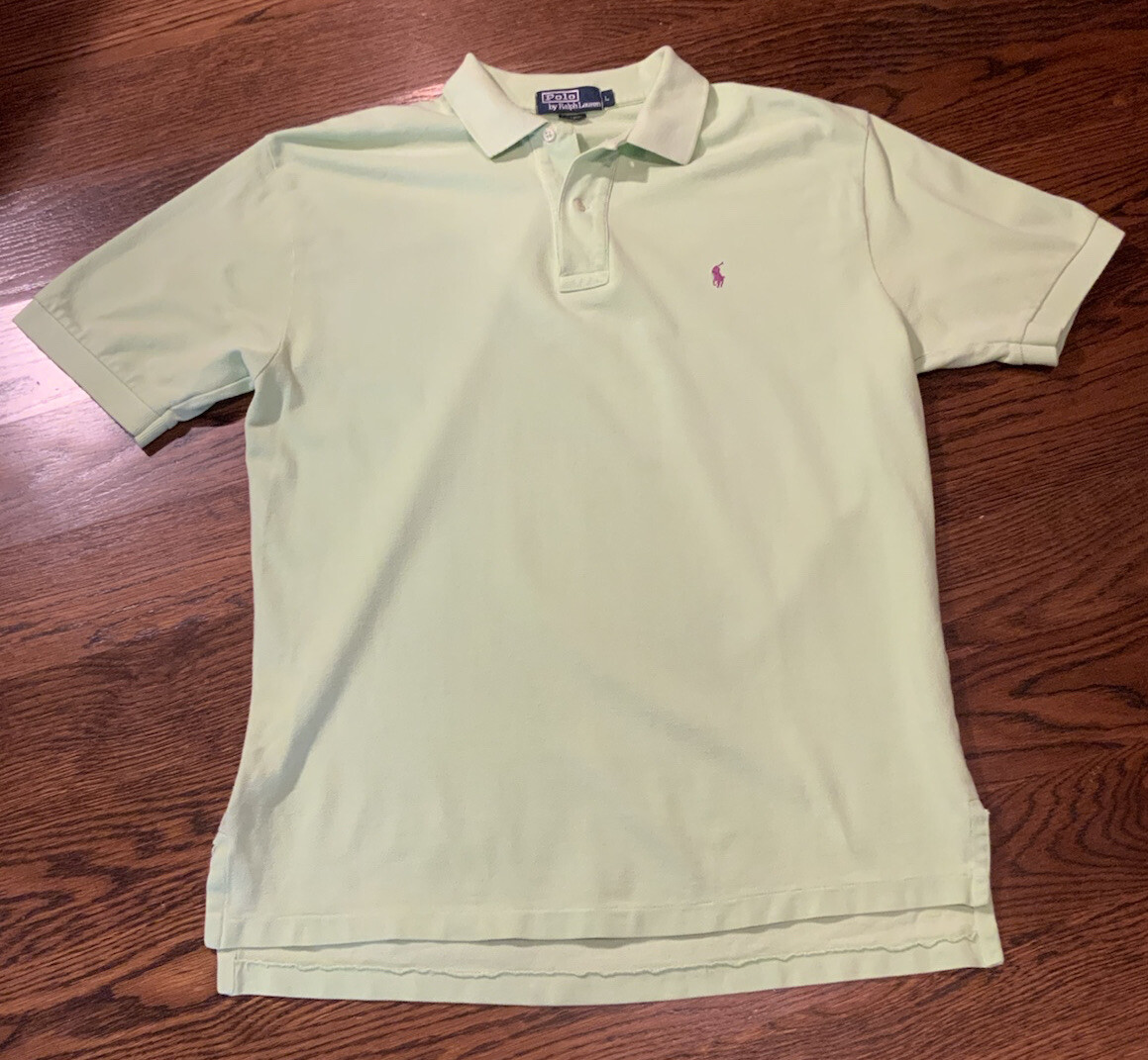 PONY Polo uomo Lauren Ralph Lauren L verde preppy 100% cotone camicia con frangia lavanda