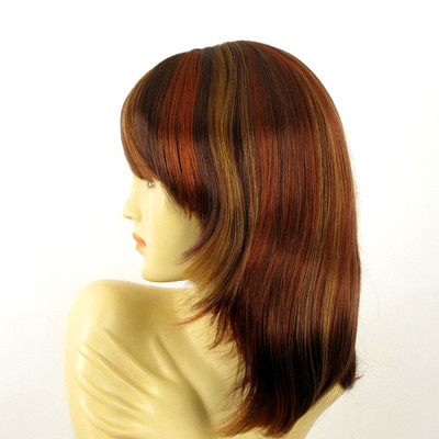 Perruque Synthétique Mi-longue VERA 33H - Couleur Brun Cuivré Blond Clair Et Rouge, Neuve