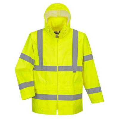 NEW HI-VIS RAIN JACKET DRAWCORD HOOD POCKETS SIZES