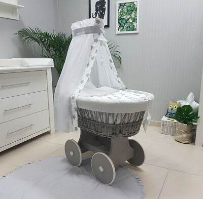 grey moses basket bedding