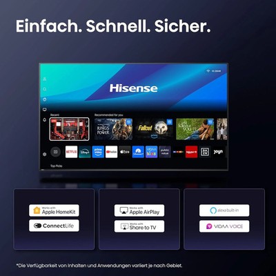 Hisense 43E7Q Fehrnseher, 43 Zoll, 4K UHD QLED, Smart TV, Game Mode Plus,