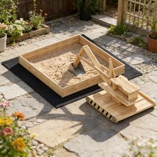 Wooden Kids Sandbox with Digger, 72.4" L x 35.4" W x 22" H