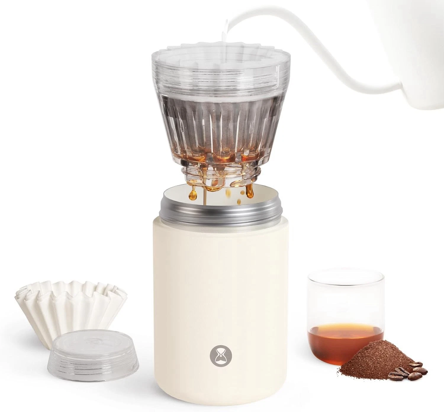 TIMEMORE Ice Eye Portable Coffee Maker, Ceramic-Coated Travel Cup, 10.8oz