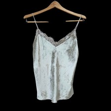 Polo Ralph Lauren Grey Silk Blend Velvet Lace Trim Cami Camisole Sz 2 NEW