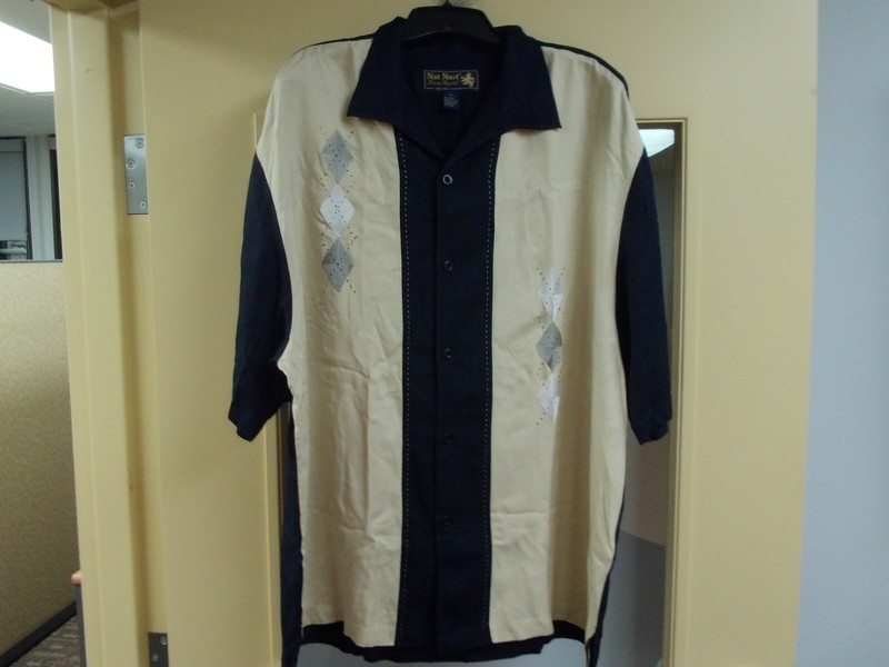 NAT NAST 100% SILK EMBROIDERED DESIGN #99 "DIAMONDS ARE FOREVER" CASINO SHIRT XL