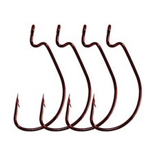 30pcs/Pack Offset Worm Fishing Hooks Black/Color Fishing Hook 4/0 Red