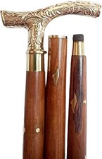 Victorian Brass Derby Head Handle Designer Style wooden walking stick Cane Gift